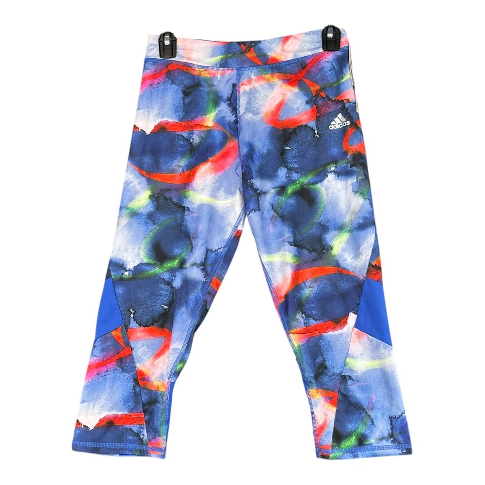 Adidas NWT Girl's XL 14-16 Blue Cloud Capri Leggings Athletic